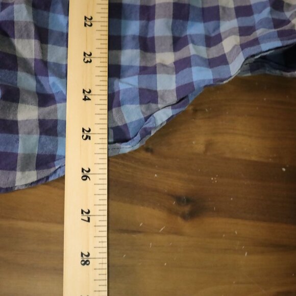 Goodfellow & Co Long Sleeve Flannel Button-up Shirt Checkered Blue Slim Men's L - Picture 5 of 6